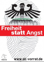 Kritik an der Vorratsdatenspeicherung vor dem Reichstag